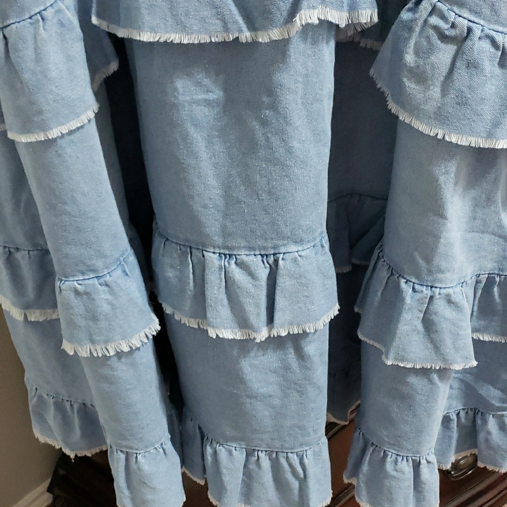 Chic Blue Ruffled Maxi Dress - Picture 4 of 4